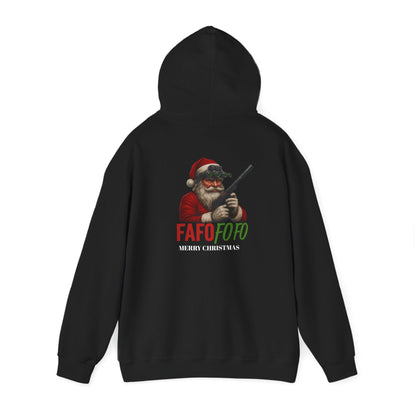 Christmas Santa Hoodie "Fafo Fofo" Funny Hunting Holiday Sweatshirt - Savage Operators Tactical Tee | Hoodie | Savage Operators Clothing | Patriotic Apparel | Military Humor | High Quality S