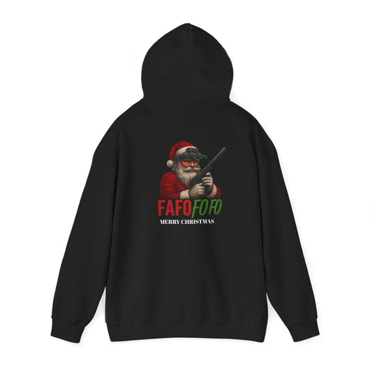 Christmas Santa Hoodie "Fafo Fofo" Funny Hunting Holiday Sweatshirt - Savage Operators Tactical Tee | Hoodie | Savage Operators Clothing | Patriotic Apparel | Military Humor | High Quality S