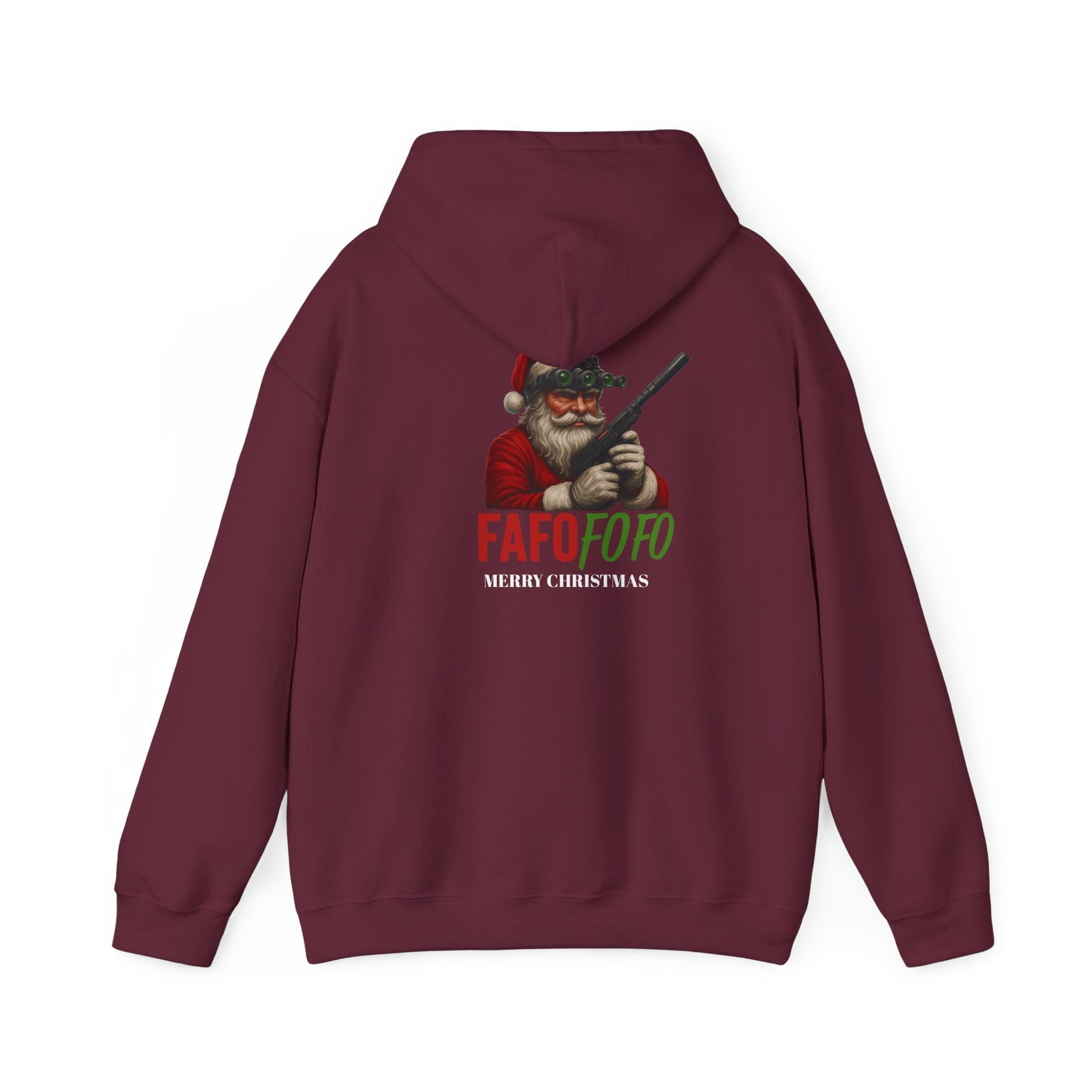 Christmas Santa Hoodie "Fafo Fofo" Funny Hunting Holiday Sweatshirt - Savage Operators Tactical Tee | Hoodie | Savage Operators Clothing | Patriotic Apparel | Military Humor | High Quality S