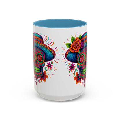 Day of the Dead Sugar Skull Coffee Mug — Colorful Mexican Calavera Accent Mug - Savage Operators Tactical Tee | Mug | Savage Operators Clothing | Patriotic Apparel | Military Humor | High Quality 15oz