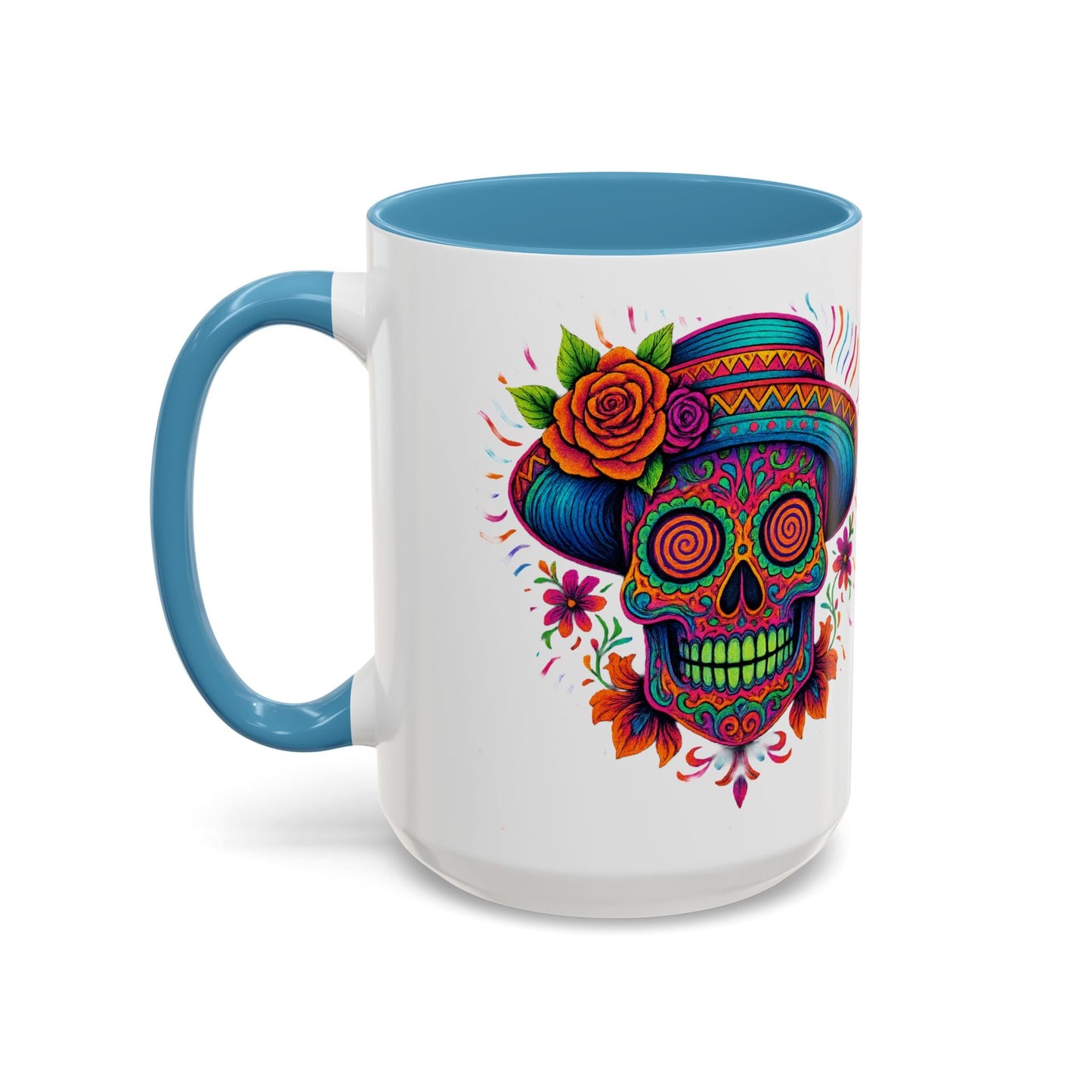 Day of the Dead Sugar Skull Coffee Mug — Colorful Mexican Calavera Accent Mug - Savage Operators Tactical Tee | Mug | Savage Operators Clothing | Patriotic Apparel | Military Humor | High Quality 15oz