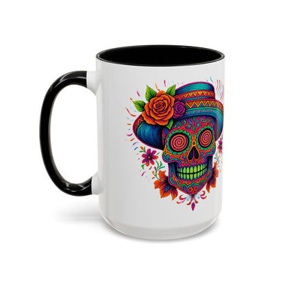 Day of the Dead Sugar Skull Coffee Mug — Colorful Mexican Calavera Accent Mug - Savage Operators Tactical Tee | Mug | Savage Operators Clothing | Patriotic Apparel | Military Humor | High Quality 15oz