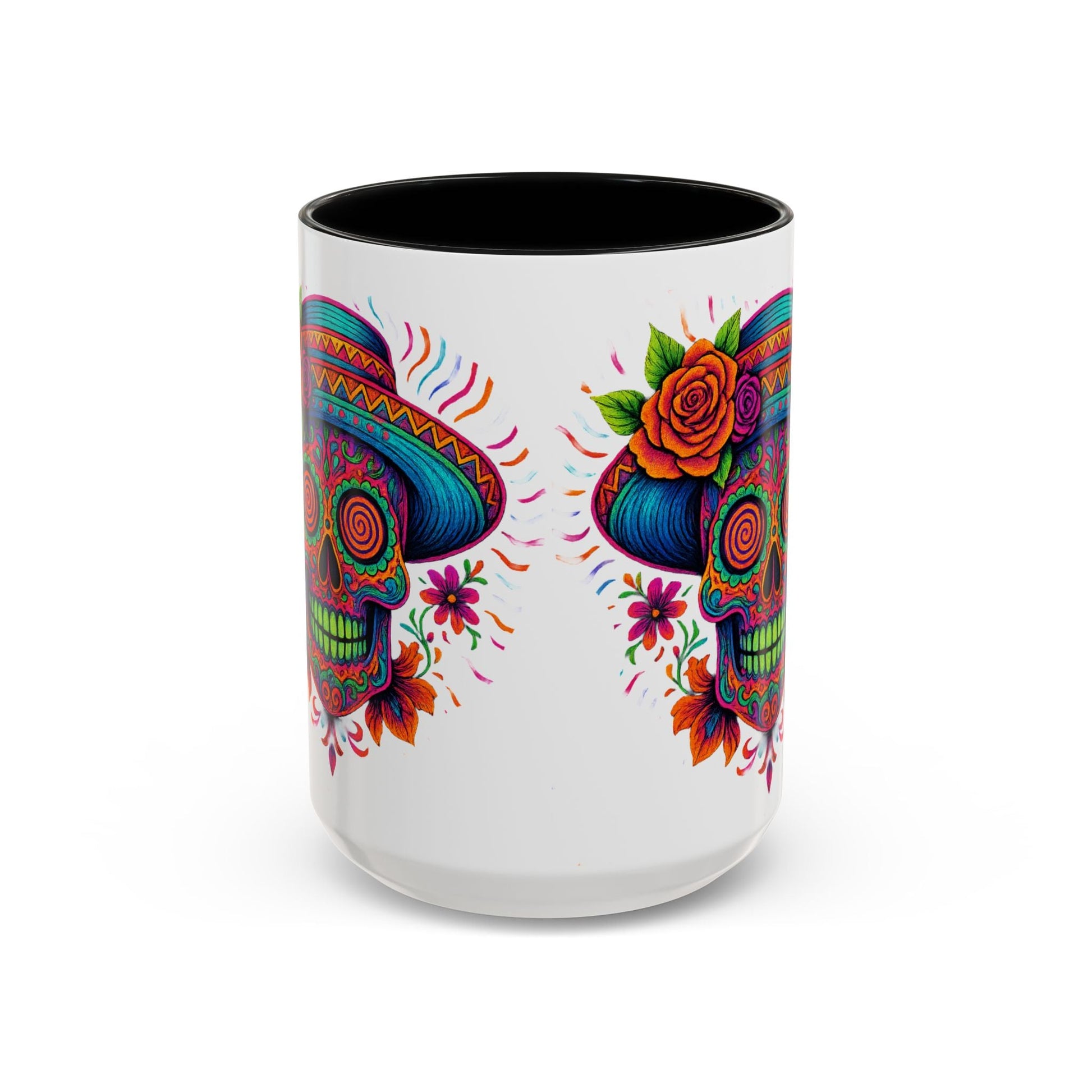 Day of the Dead Sugar Skull Coffee Mug — Colorful Mexican Calavera Accent Mug - Savage Operators Tactical Tee | Mug | Savage Operators Clothing | Patriotic Apparel | Military Humor | High Quality 15oz