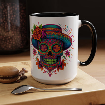 Day of the Dead Sugar Skull Coffee Mug — Colorful Mexican Calavera Accent Mug - Savage Operators Tactical Tee | Mug | Savage Operators Clothing | Patriotic Apparel | Military Humor | High Quality 15oz