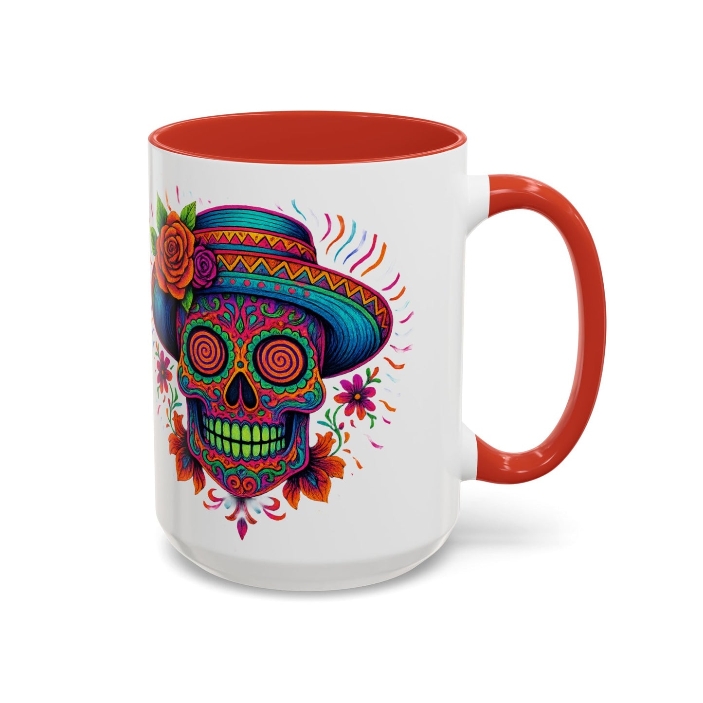 Day of the Dead Sugar Skull Coffee Mug — Colorful Mexican Calavera Accent Mug - Savage Operators Tactical Tee | Mug | Savage Operators Clothing | Patriotic Apparel | Military Humor | High Quality 15oz