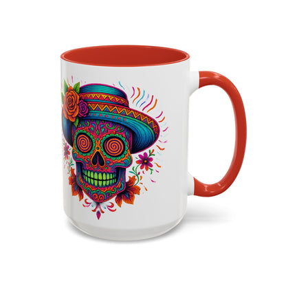 Day of the Dead Sugar Skull Coffee Mug — Colorful Mexican Calavera Accent Mug - Savage Operators Tactical Tee | Mug | Savage Operators Clothing | Patriotic Apparel | Military Humor | High Quality 15oz