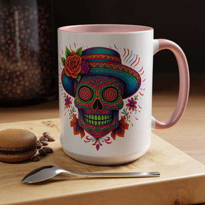 Day of the Dead Sugar Skull Coffee Mug — Colorful Mexican Calavera Accent Mug - Savage Operators Tactical Tee | Mug | Savage Operators Clothing | Patriotic Apparel | Military Humor | High Quality 15oz