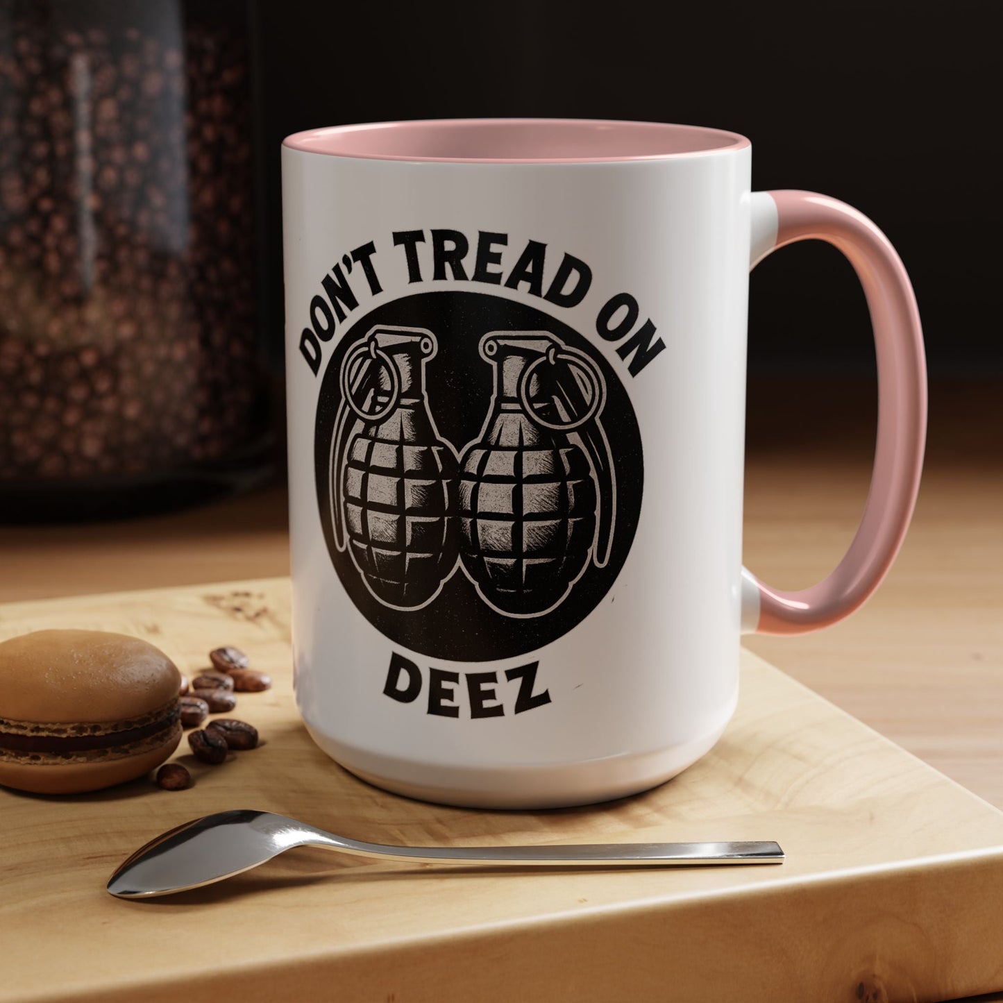 Don’t Tread On Deez Accent Coffee Mug — Funny Military Grenade Design - Savage Operators Tactical Tee | Mug | Savage Operators Clothing | Patriotic Apparel | Military Humor | High Quality 15oz