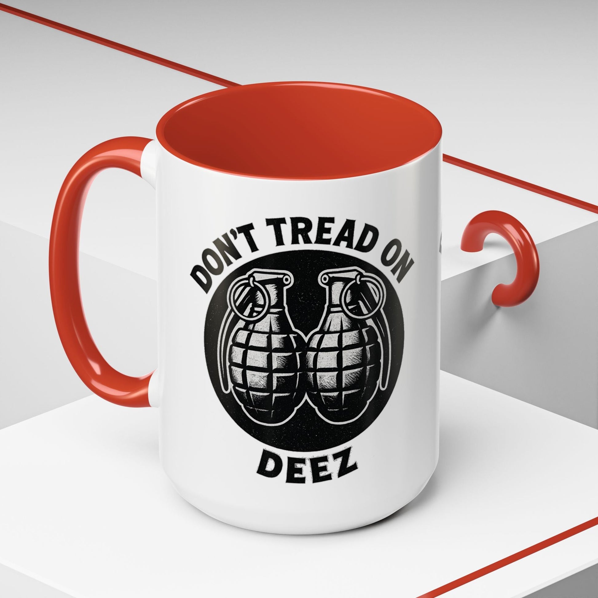 Don’t Tread On Deez Accent Coffee Mug — Funny Military Grenade Design - Savage Operators Tactical Tee | Mug | Savage Operators Clothing | Patriotic Apparel | Military Humor | High Quality 15oz