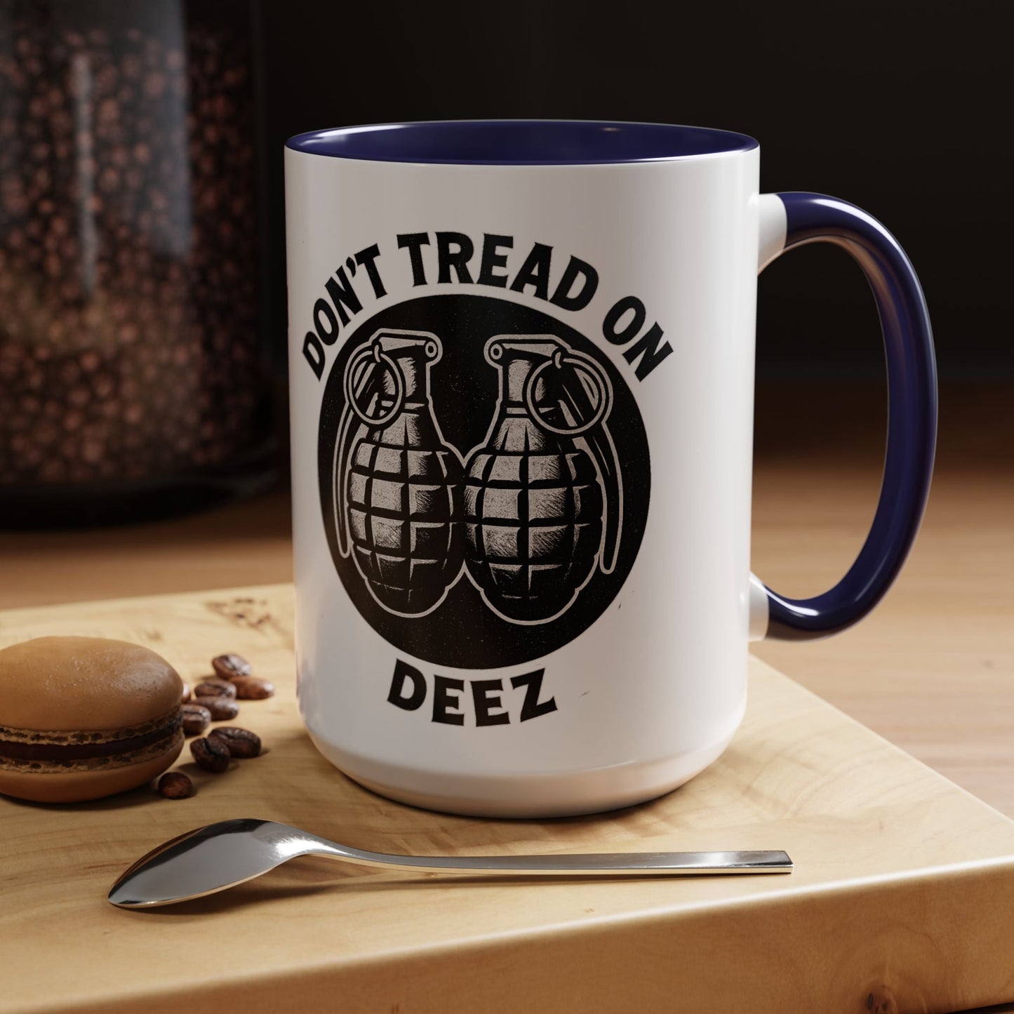 Don’t Tread On Deez Accent Coffee Mug — Funny Military Grenade Design - Savage Operators Tactical Tee | Mug | Savage Operators Clothing | Patriotic Apparel | Military Humor | High Quality 15oz