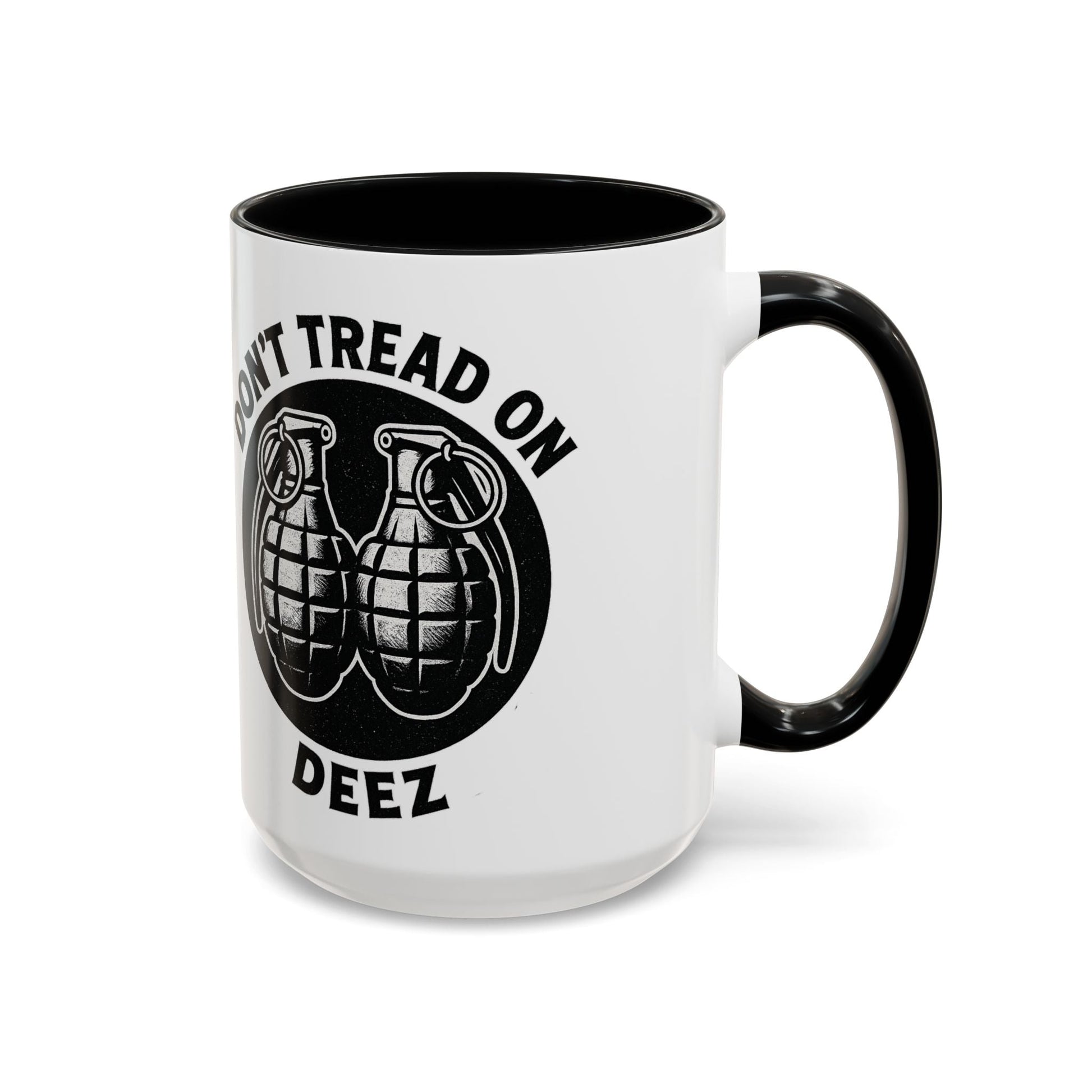 Don’t Tread On Deez Accent Coffee Mug — Funny Military Grenade Design - Savage Operators Tactical Tee | Mug | Savage Operators Clothing | Patriotic Apparel | Military Humor | High Quality 15oz