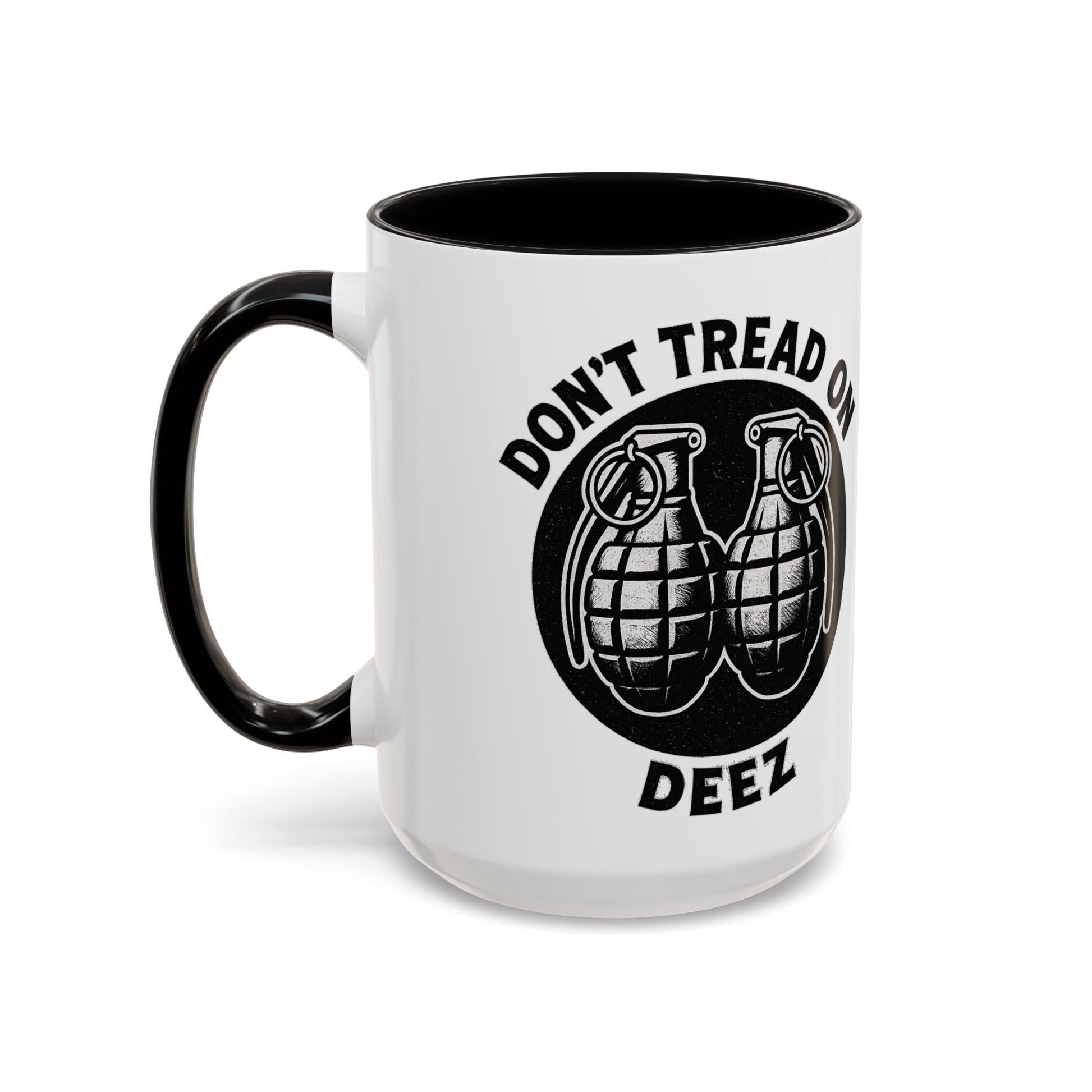 Don’t Tread On Deez Accent Coffee Mug — Funny Military Grenade Design - Savage Operators Tactical Tee | Mug | Savage Operators Clothing | Patriotic Apparel | Military Humor | High Quality 15oz