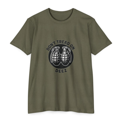 Don’t Tread on Deez Grenades Tee | Savage Operators Funny Tactical Shirt - Savage Operators Tactical Tee | T-Shirt | Savage Operators Clothing | Patriotic Apparel | Military Humor | High Quality CVC Military Green