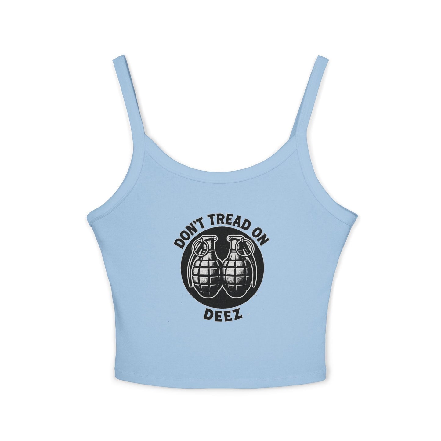 Don’t Tread On Deez | Women’s Tactical Crop Tank by SavOps - Savage Operators Tactical Tee | Tank Top | Savage Operators Clothing | Patriotic Apparel | Military Humor | High Quality Solid Baby Blue Blend