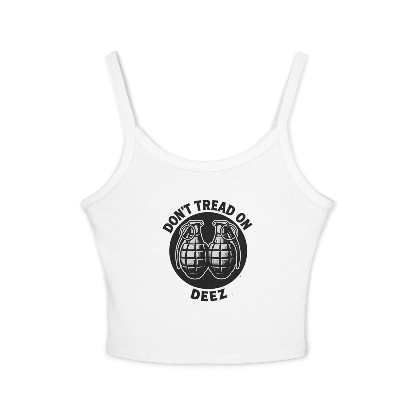 Don’t Tread On Deez | Women’s Tactical Crop Tank by SavOps - Savage Operators Tactical Tee | Tank Top | Savage Operators Clothing | Patriotic Apparel | Military Humor | High Quality Solid White Blend