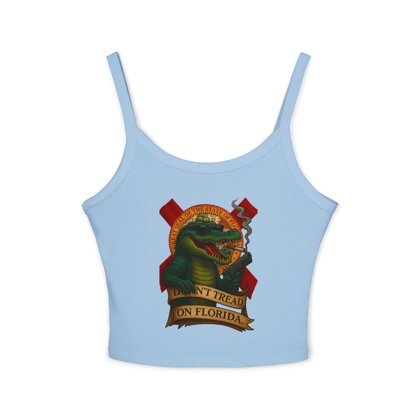 Don’t Tread On Florida – Gator Gun Ladies Tank Top | Savage Operators - Savage Operators Tactical Tee | Tank Top | Savage Operators Clothing | Patriotic Apparel | Military Humor | High Quality Solid Baby Blue Blend