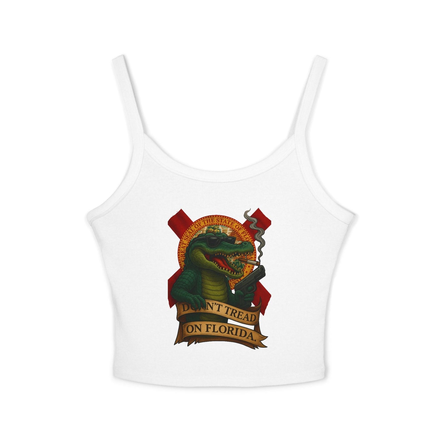 Don’t Tread On Florida – Gator Gun Ladies Tank Top | Savage Operators - Savage Operators Tactical Tee | Tank Top | Savage Operators Clothing | Patriotic Apparel | Military Humor | High Quality Solid White Blend