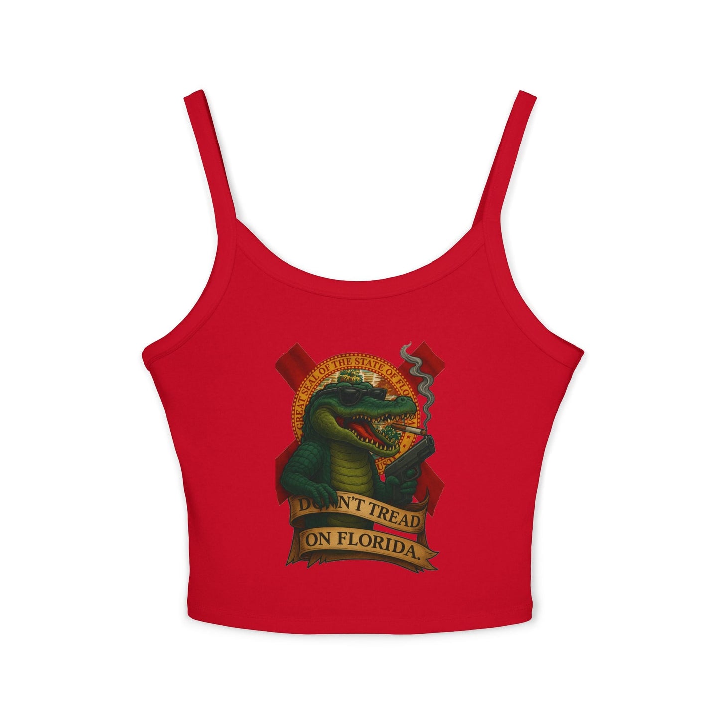 Don’t Tread On Florida – Gator Gun Ladies Tank Top | Savage Operators - Savage Operators Tactical Tee | Tank Top | Savage Operators Clothing | Patriotic Apparel | Military Humor | High Quality Solid Red Blend