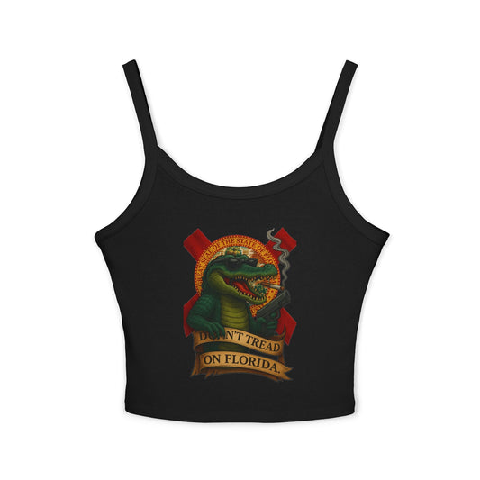 Don’t Tread On Florida – Gator Gun Ladies Tank Top | Savage Operators - Savage Operators Tactical Tee | Tank Top | Savage Operators Clothing | Patriotic Apparel | Military Humor | High Quality Solid Black Blend