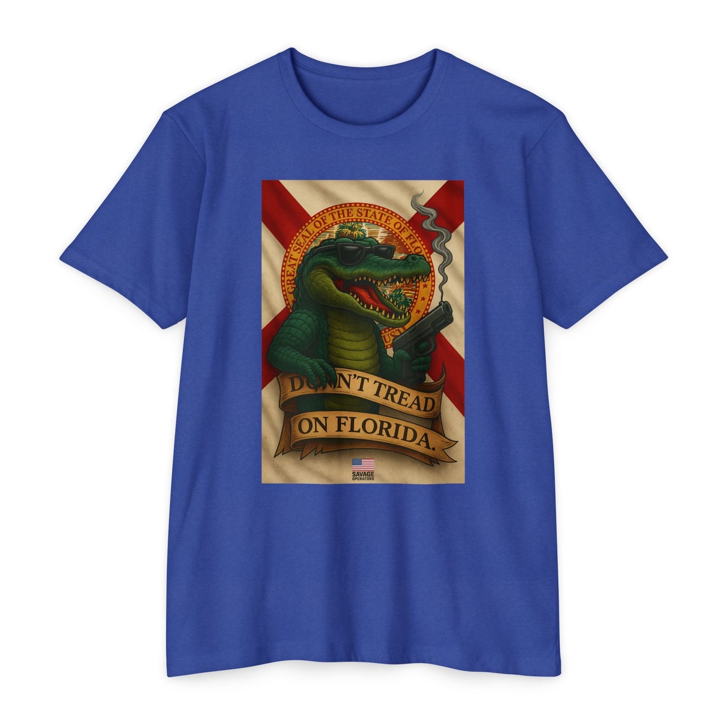 Don’t Tread On Florida – Tactical Gator Tee | Savage Operators - Savage Operators Tactical Tee | T-Shirt | Savage Operators Clothing | Patriotic Apparel | Military Humor | High Quality CVC Royal