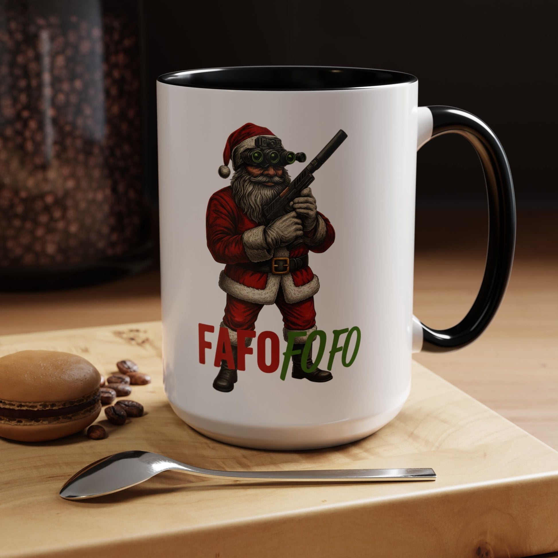 FAFO FOFO Funny Santa Coffee Mug — Humorous Christmas Coffee Mug - Savage Operators Tactical Tee | Mug | Savage Operators Clothing | Patriotic Apparel | Military Humor | High Quality 15oz