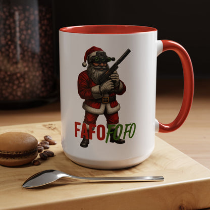 FAFO FOFO Funny Santa Coffee Mug — Humorous Christmas Coffee Mug - Savage Operators Tactical Tee | Mug | Savage Operators Clothing | Patriotic Apparel | Military Humor | High Quality 15oz