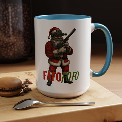 FAFO FOFO Funny Santa Coffee Mug — Humorous Christmas Coffee Mug - Savage Operators Tactical Tee | Mug | Savage Operators Clothing | Patriotic Apparel | Military Humor | High Quality 15oz