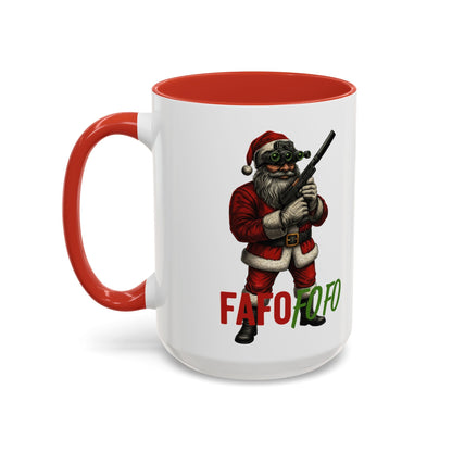 FAFO FOFO Funny Santa Coffee Mug — Humorous Christmas Coffee Mug - Savage Operators Tactical Tee | Mug | Savage Operators Clothing | Patriotic Apparel | Military Humor | High Quality 15oz