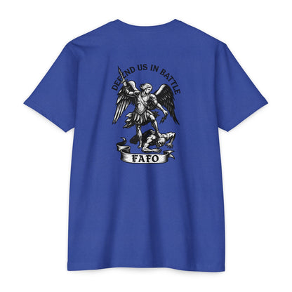 FAFO – St. Michael Archangel Tee | Savage Operators Back Print - Savage Operators Tactical Tee | T-Shirt | Savage Operators Clothing | Patriotic Apparel | Military Humor | High Quality CVC Royal