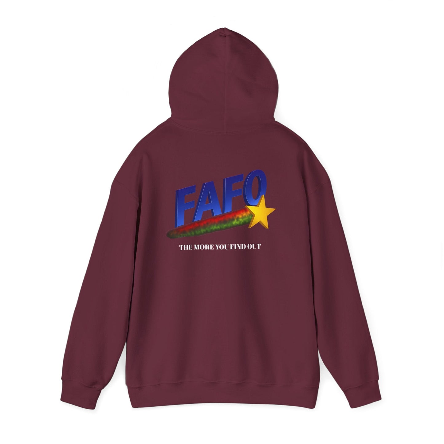 FAFO Star Hoodie — The More You Find Out Bold Retro Logo Pullover - Savage Operators Tactical Tee | Hoodie | Savage Operators Clothing | Patriotic Apparel | Military Humor | High Quality S