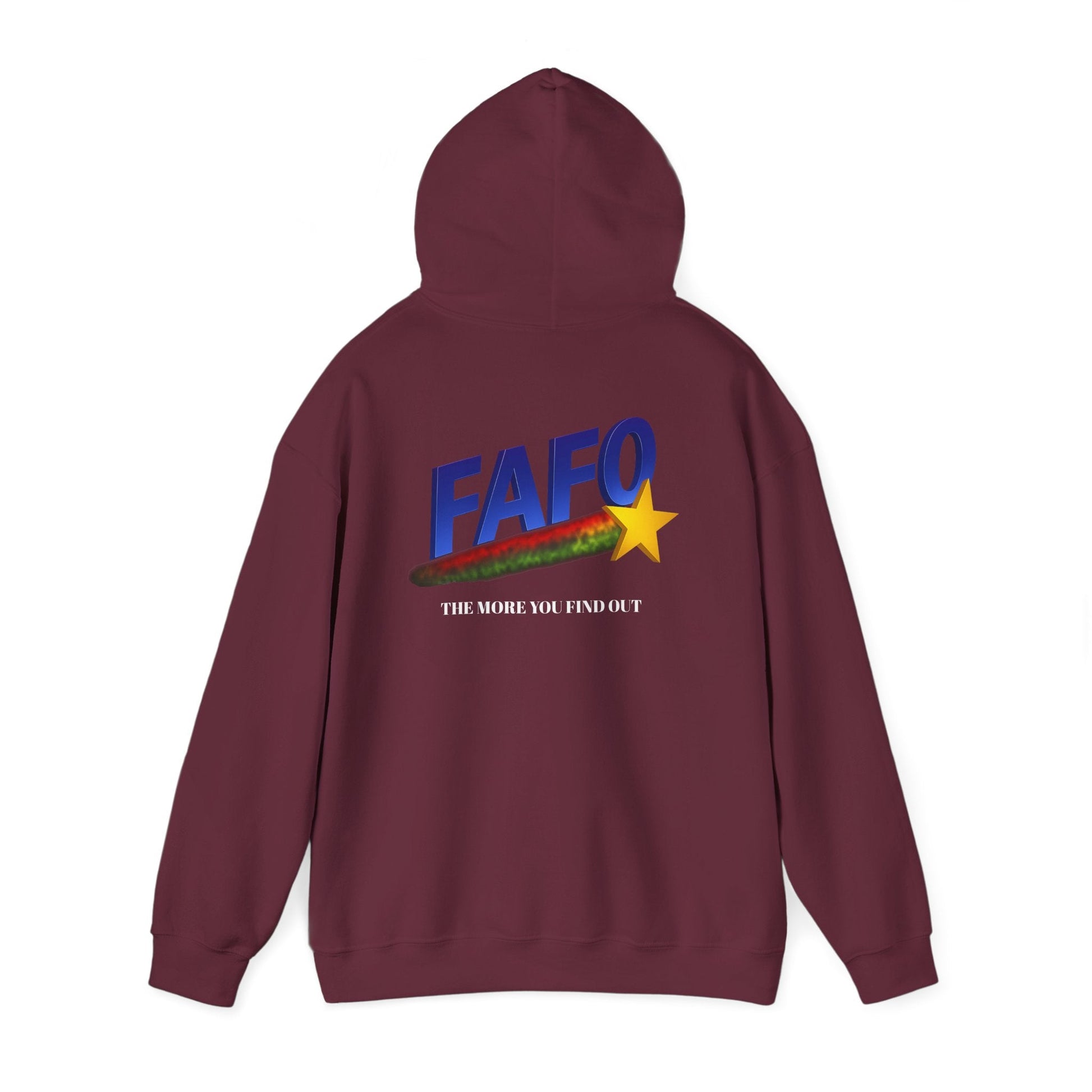 FAFO Star Hoodie — The More You Find Out Bold Retro Logo Pullover - Savage Operators Tactical Tee | Hoodie | Savage Operators Clothing | Patriotic Apparel | Military Humor | High Quality S