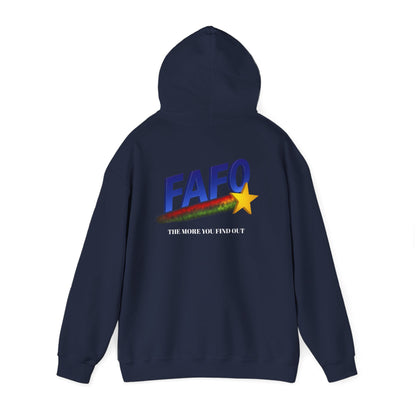 FAFO Star Hoodie — The More You Find Out Bold Retro Logo Pullover - Savage Operators Tactical Tee | Hoodie | Savage Operators Clothing | Patriotic Apparel | Military Humor | High Quality S