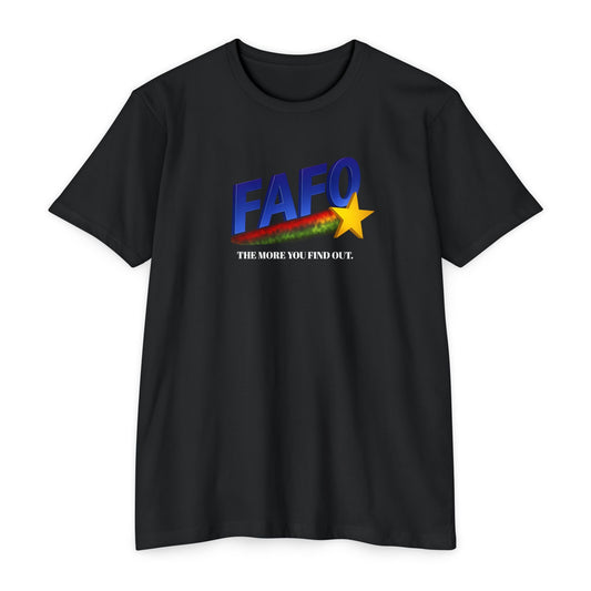 FAFO Star Tee – The More You Find Out | Savage Operators - Savage Operators Tactical Tee | T-Shirt | Savage Operators Clothing | Patriotic Apparel | Military Humor | High Quality CVC Black