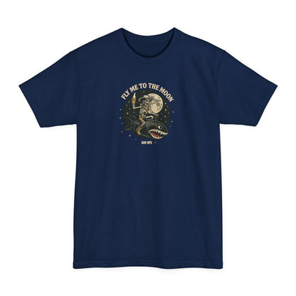 Fly Me to the Moon Skeleton Riding Bomb T-Shirt — Vintage Rocket Big & Tall Tee - Savage Operators Tactical Tee | T-Shirt | Savage Operators Clothing | Patriotic Apparel | Military Humor | High Quality Navy