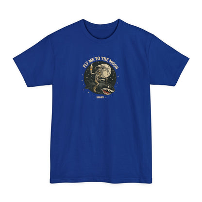 Fly Me to the Moon Skeleton Riding Bomb T-Shirt — Vintage Rocket Big & Tall Tee - Savage Operators Tactical Tee | T-Shirt | Savage Operators Clothing | Patriotic Apparel | Military Humor | High Quality Deep Royal