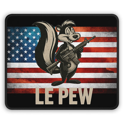 Gaming Mouse Pad — 'Le Pew' Patriotic Skunk with ar15 on American Flag - Savage Operators Tactical Tee | Home Decor | Savage Operators Clothing | Patriotic Apparel | Military Humor | High Quality Rectangle