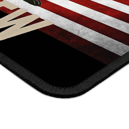 Gaming Mouse Pad — 'Le Pew' Patriotic Skunk with ar15 on American Flag - Savage Operators Tactical Tee | Home Decor | Savage Operators Clothing | Patriotic Apparel | Military Humor | High Quality Rectangle
