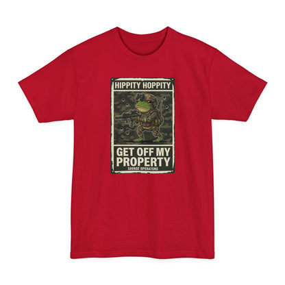 Get Off My Property T-Shirt — "Hippity Hoppity" Frog Military Design XLT - Savage Operators Tactical Tee | T-Shirt | Savage Operators Clothing | Patriotic Apparel | Military Humor | High Quality Deep Red