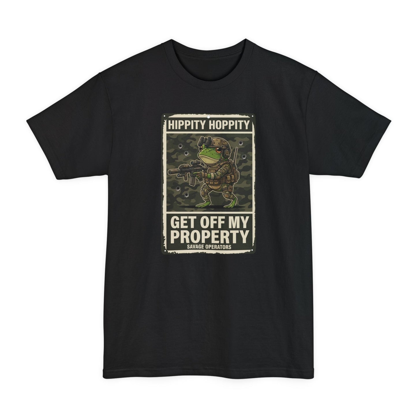 Get Off My Property T-Shirt — "Hippity Hoppity" Frog Military Design XLT - Savage Operators Tactical Tee | T-Shirt | Savage Operators Clothing | Patriotic Apparel | Military Humor | High Quality Black