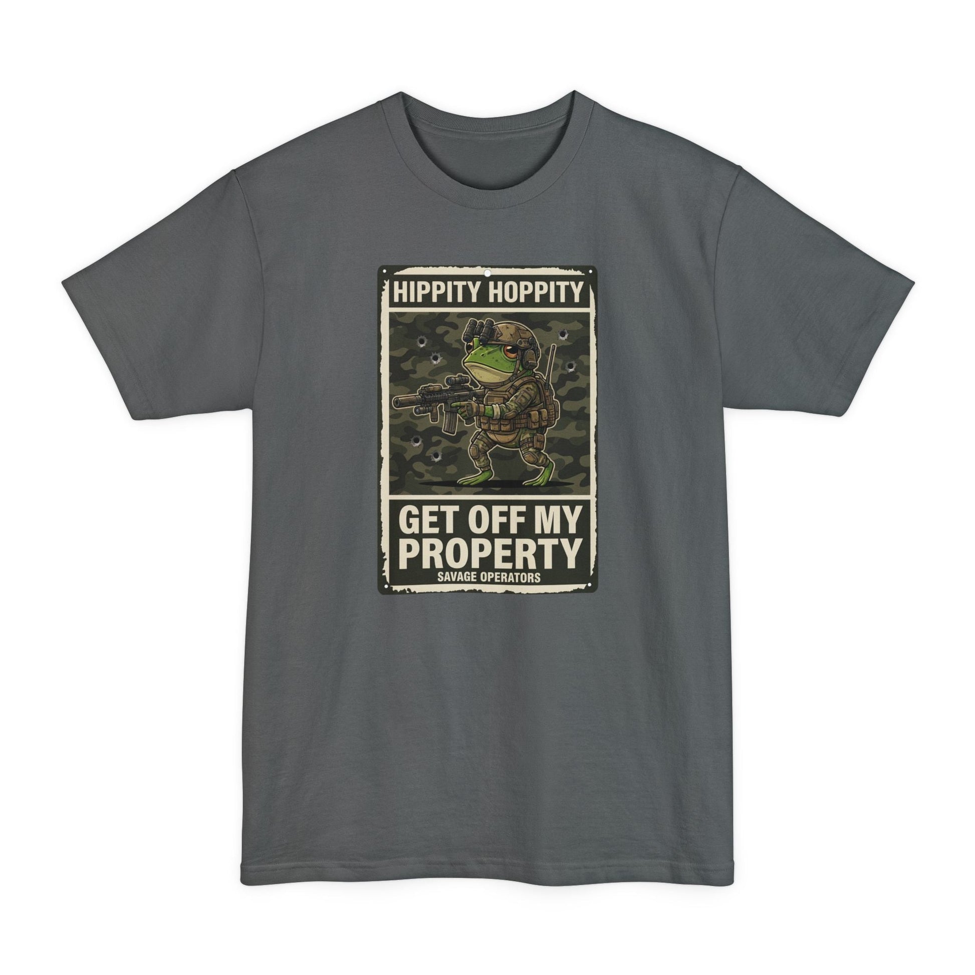 Get Off My Property T-Shirt — "Hippity Hoppity" Frog Military Design XLT - Savage Operators Tactical Tee | T-Shirt | Savage Operators Clothing | Patriotic Apparel | Military Humor | High Quality Navy
