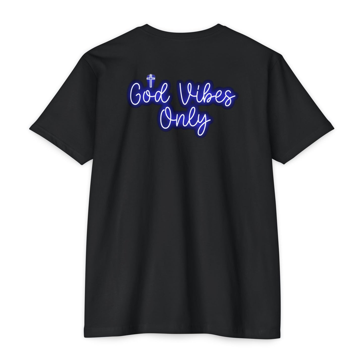 God Vibes Only – Neon Script Christian Tee BACK PRINT - Savage Operators Tactical Tee | T-Shirt | Savage Operators Clothing | Patriotic Apparel | Military Humor | High Quality CVC Black