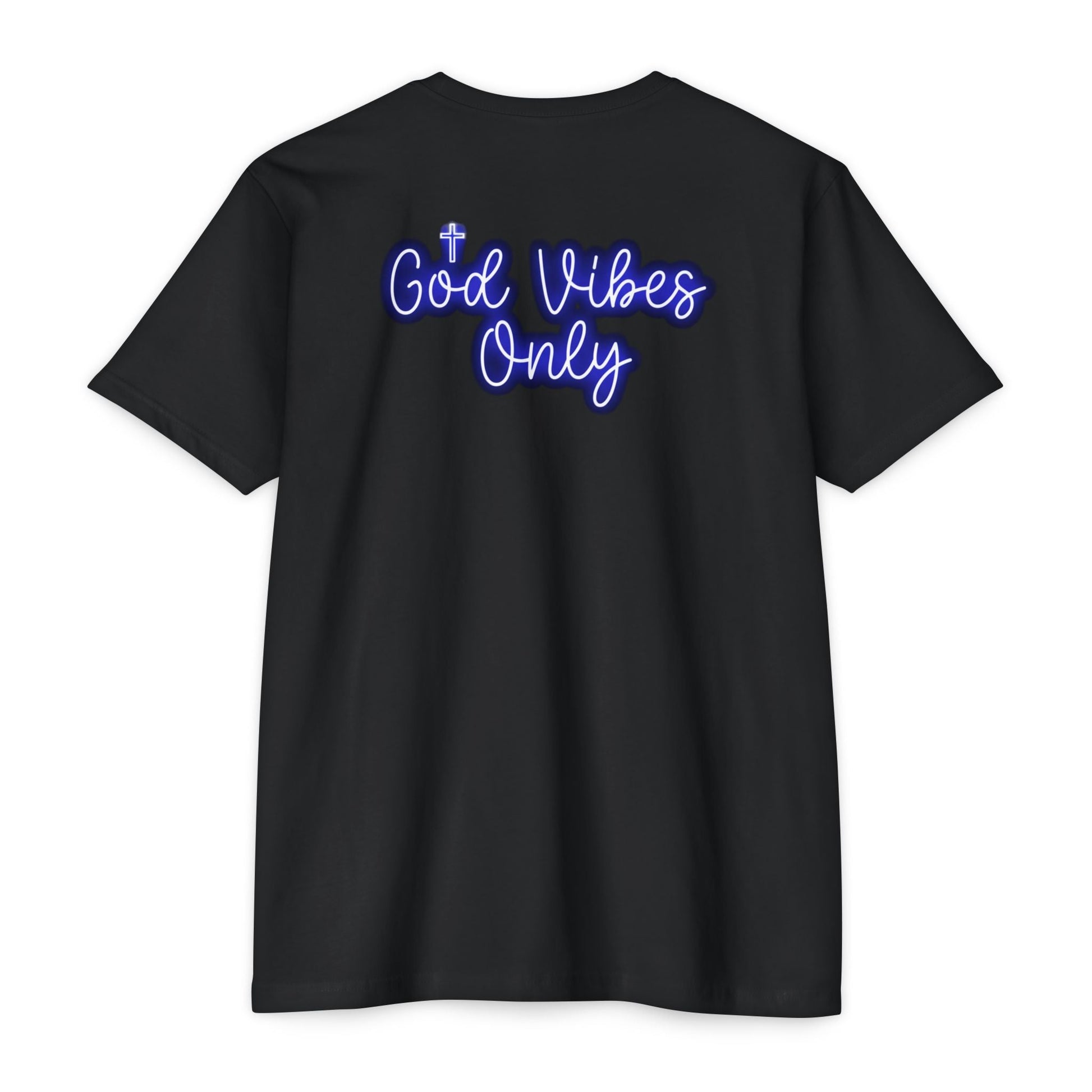 God Vibes Only – Neon Script Christian Tee BACK PRINT - Savage Operators Tactical Tee | T-Shirt | Savage Operators Clothing | Patriotic Apparel | Military Humor | High Quality CVC Black