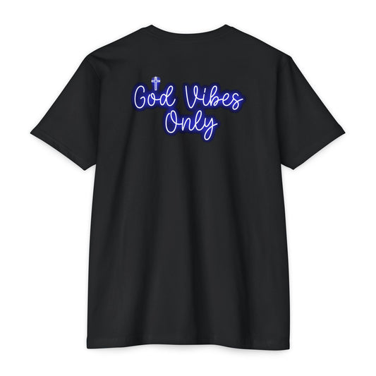 God Vibes Only – Neon Script Christian Tee BACK PRINT - Savage Operators Tactical Tee | T-Shirt | Savage Operators Clothing | Patriotic Apparel | Military Humor | High Quality CVC Black
