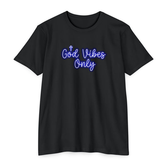 God Vibes Only T-Shirt — Neon Script - Savage Operators Tactical Tee | T-Shirt | Savage Operators Clothing | Patriotic Apparel | Military Humor | High Quality CVC Black