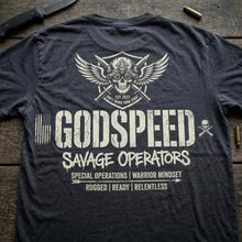 GODSPEED Back Print Shirt - Savage Operators Tactical Skull Tee | Distressed Military Streetwear