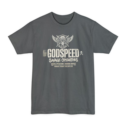 GODSPEED Big & Tall Shirt – XLT Back Print Tactical Skull Tee | Savage Operators Extended Size Graphic Shirt - Savage Operators Tactical Tee | T-Shirt | Savage Operators Clothing | Patriotic Apparel | Military Humor | High Quality Navy