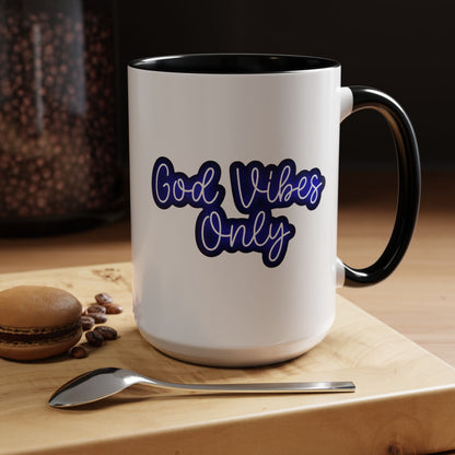 Good Vibes Only Accent Coffee Mug — Positive Quote Ceramic Mug 16oz - Savage Operators Tactical Tee | Mug | Savage Operators Clothing | Patriotic Apparel | Military Humor | High Quality 15oz