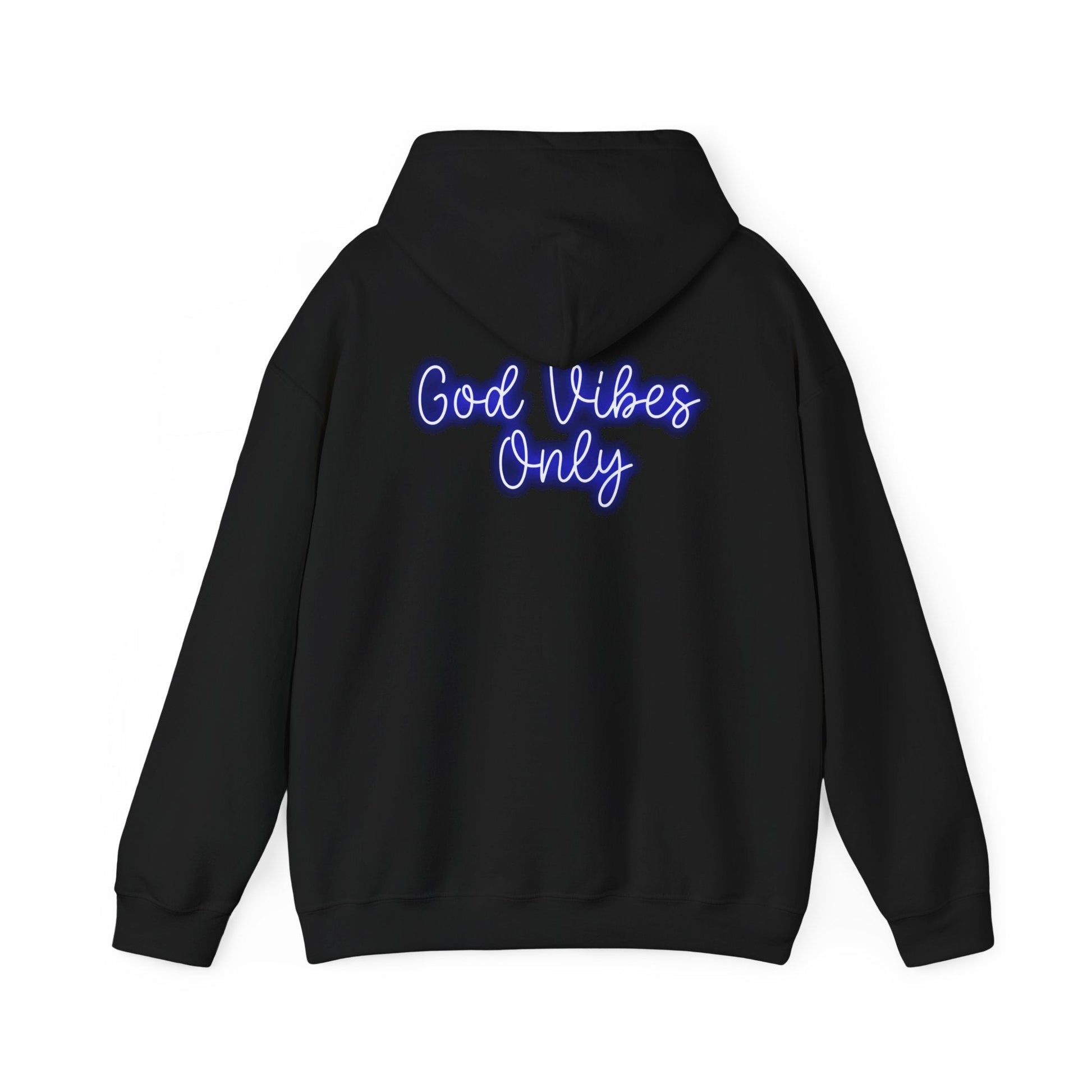 Good Vibes Only Hoodie — Neon Script Comfort Pullover BACK PRINT - Savage Operators Tactical Tee | Hoodie | Savage Operators Clothing | Patriotic Apparel | Military Humor | High Quality S