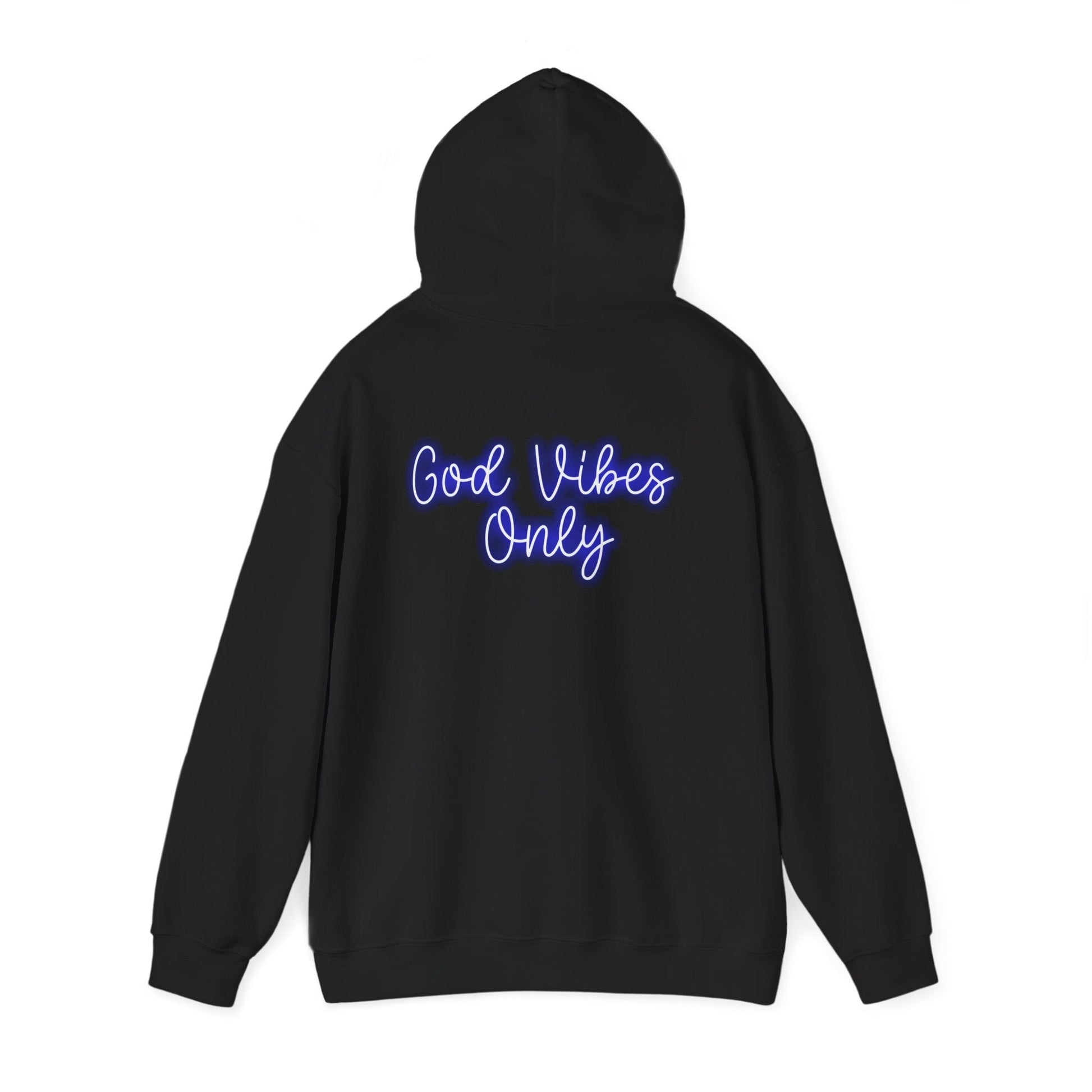 Good Vibes Only Hoodie — Neon Script Comfort Pullover BACK PRINT - Savage Operators Tactical Tee | Hoodie | Savage Operators Clothing | Patriotic Apparel | Military Humor | High Quality S