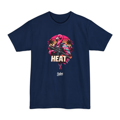Heat Flamingo T‑Shirt — Retro Neon Flamingo Tall Tee - Savage Operators Tactical Tee | T-Shirt | Savage Operators Clothing | Patriotic Apparel | Military Humor | High Quality Navy